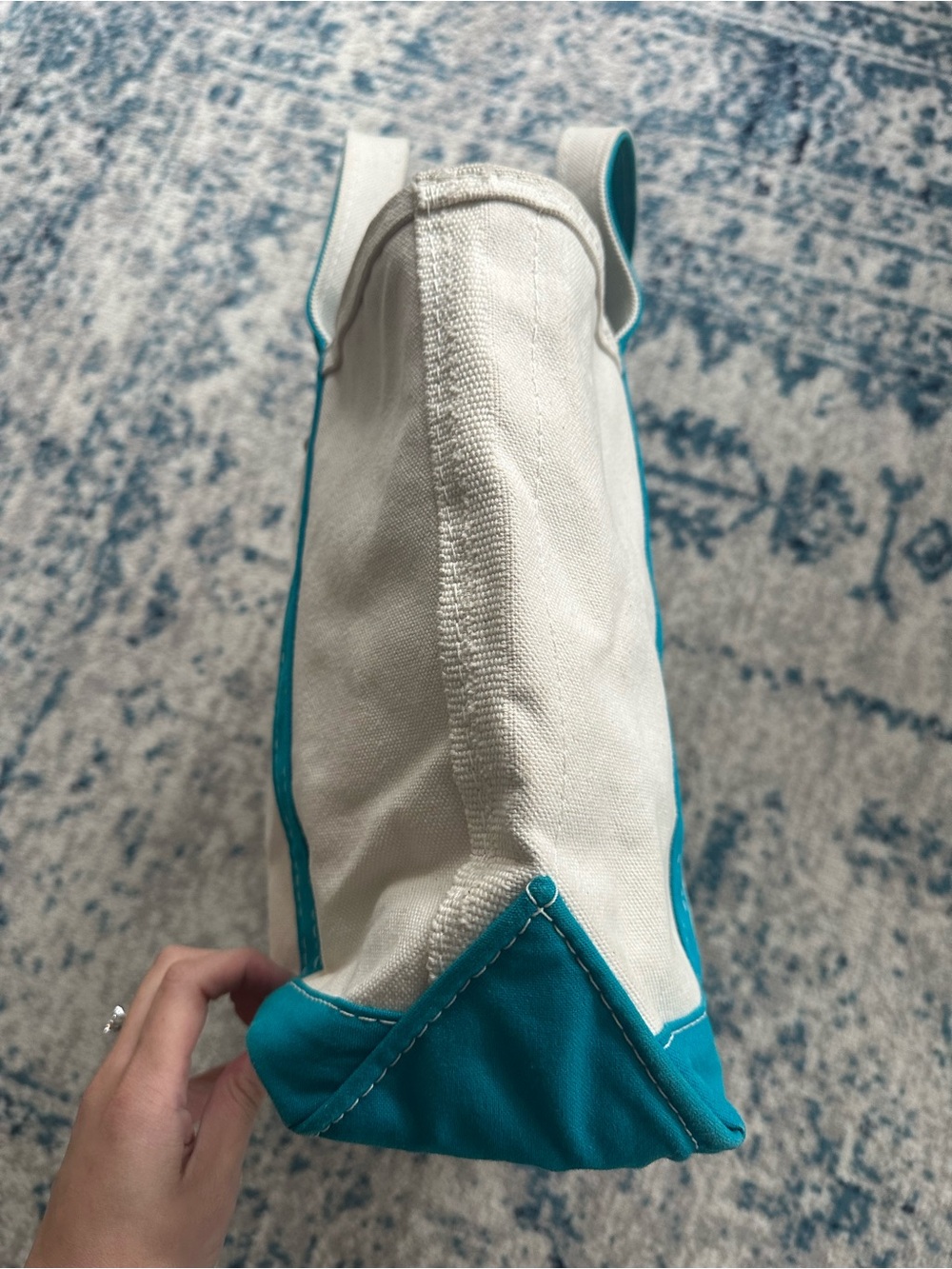 L.L. Bean Boat & Tote Medium teal Canvas Bag USA Made - Picture 6 of 10
